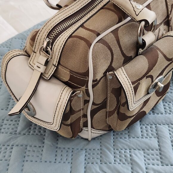 Vintage Coach handbag off white, brown/tauoe - Picture 2 of 13